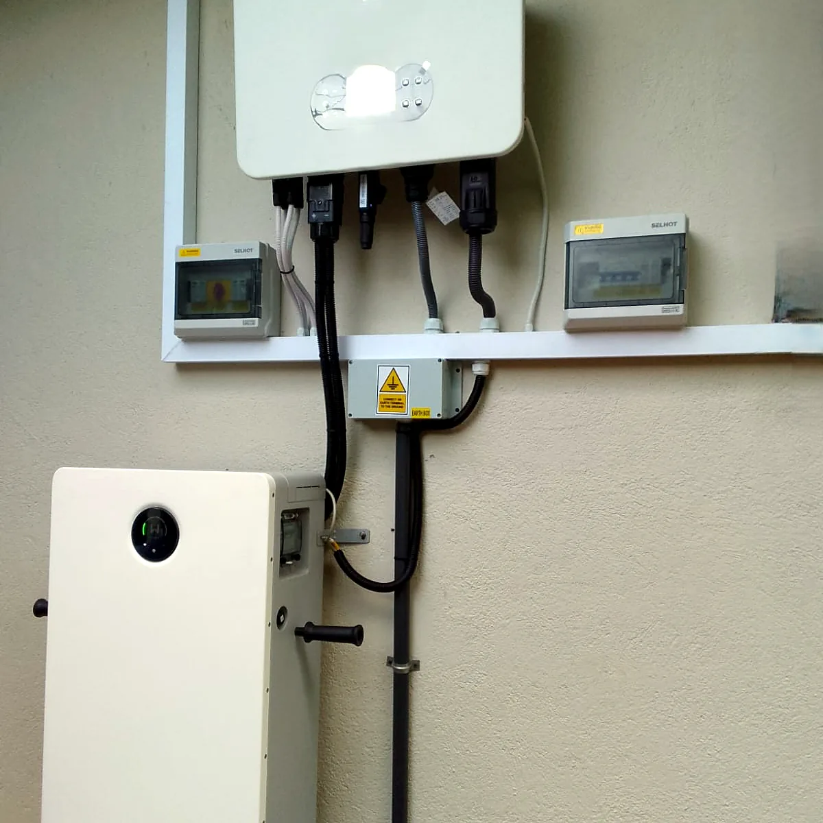 GOODWE inverter, protection boxes and battery installed by the Silex Lanka team