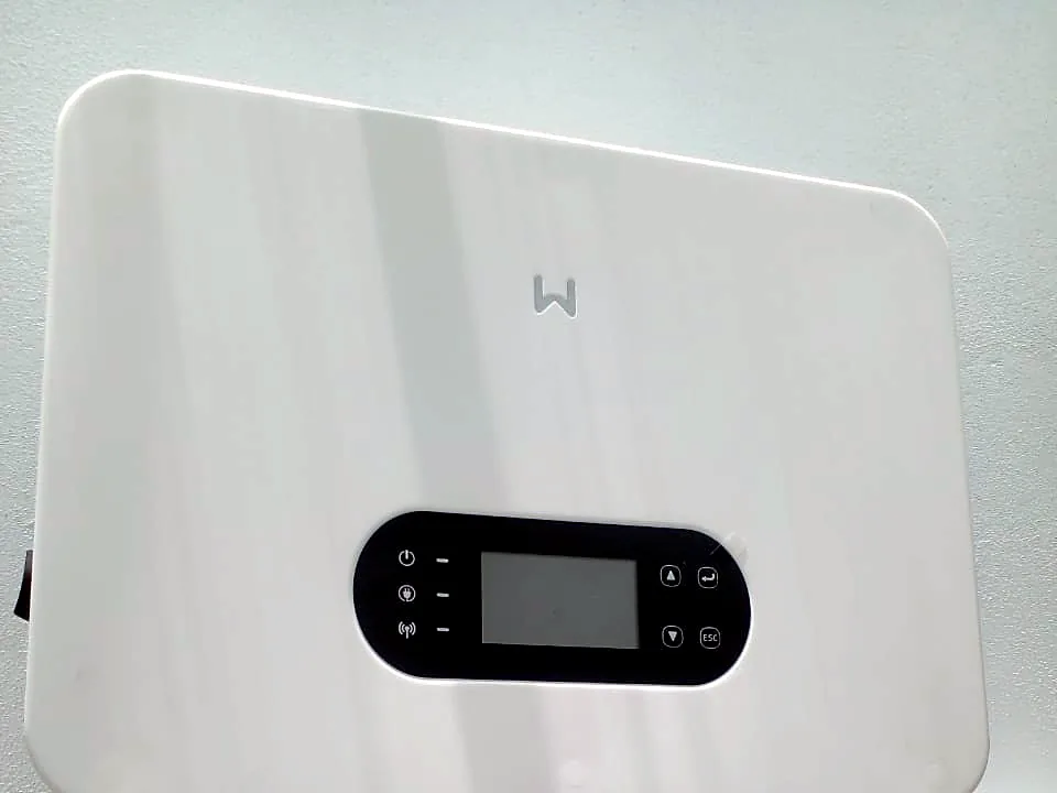 GOODWE inverter close-up showing the display